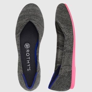Rothy’s Birdseye Charcoal Flats w/ Pink Sole - 9.5